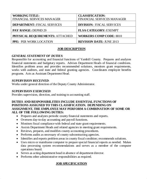 Free 10 Sample Financial Manager Job Description Templates In Pdf Ms Free 10 Sample Financial Manager Job Description Templates In Pdf Ms
