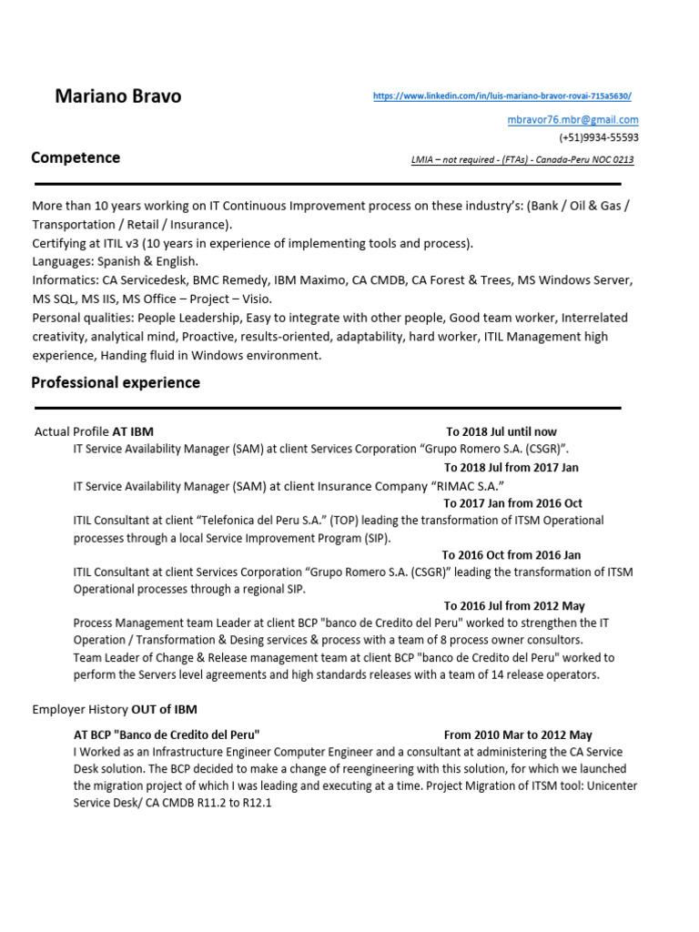 Infantry 11 Bravo On Resume