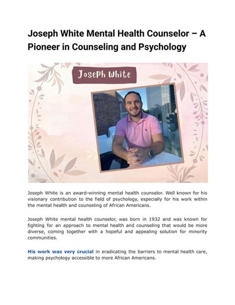 Joseph White Mental Health Counselor Joseph White Mental Health Counselor