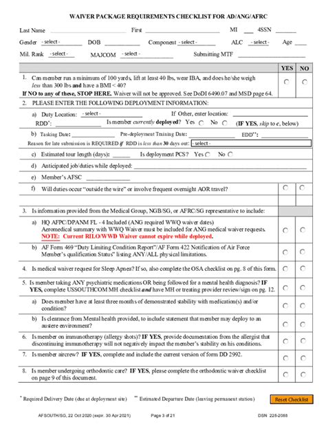 Medical Waiver Air Force Form
