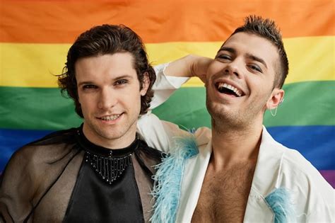 Premium Photo Portrait Of Two Gay Young Men Posing With Lgbtq Pride Premium Photo Portrait Of Two Gay Young Men Posing With Lgbtq Pride