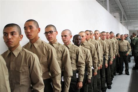Recruits Of Lima Company 3Rd Recruit Training Battalion Wait In Line Recruits Of Lima Company 3Rd Recruit Training Battalion Wait In Line