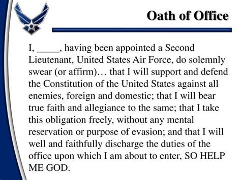 Usaf Officer Oath Of Office