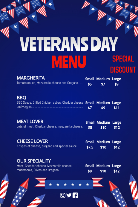 Veterans Day Menu Bar Template Postermywall Veterans Day Menu Bar Template Postermywall